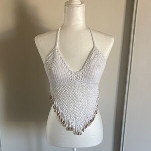White Crochet Women Swim Coverup